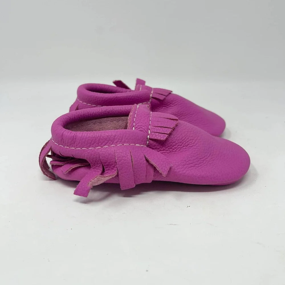 Freshly Picked Baby Shoes Fringe Moccasin Toddler Girls 10 Mini Sole Bright Pink